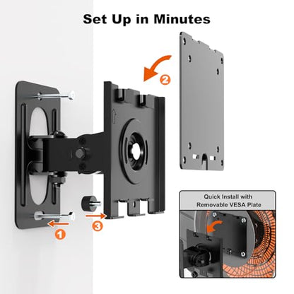 Monitor Wall Mount for 17–49 Inch inch Flat/Curved Ultrawide Screens | Heavy Duty Up to 44 lbs,Full Motion,Quick-Release VESA Plate,VESA 75/100 mm,Black