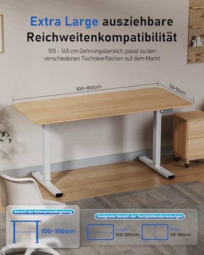264 lbs Capacity Dual Motor Electric Standing Desk Frame, Height Adjustable Sit Stand up Desk Legs for 39.4” to 74.8” Desktop, Anti-Collision Function, Cable Tray, 2 Hooks, White Frame Only - color: White