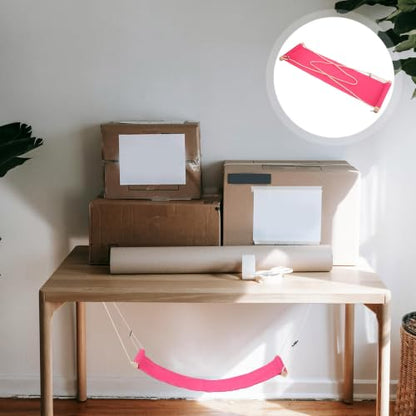 Portable Office Desk Foot Hammock with Polyester Cotton and Wood Materials, Induces Relaxation and Versatile Use for Office and Taking a Break, Pink Hanging Footrest Under Desk