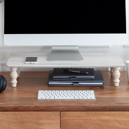 Anji Mountain Monitor Stand for Desk - Desktop Organizer & Laptop Riser, Ergonomic Monitor Riser, Space-Saving, Durable, Easy Assembly & Ideal for Home & Office,White Wash, 24-Inch, Classic - color: White Wash, size: 24-Inch