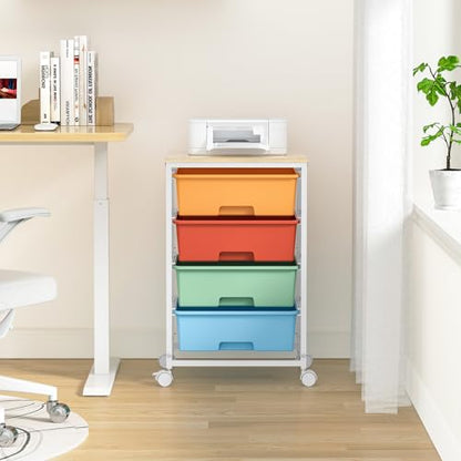 SYKIARIOL Rolling Cart with Drawers, 4-Drawer Utility Cart, Macaron - color: Macaron, size: 4 Drawers