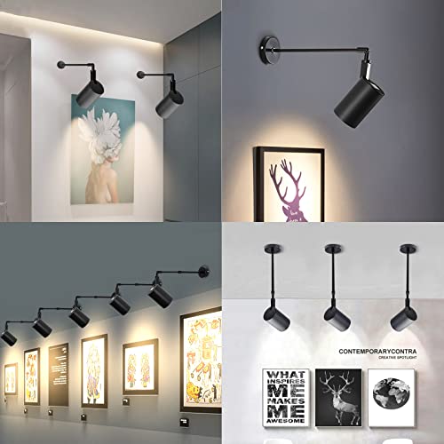 ikanta Painting Display Spotlights 24W 3 Temperature 3000K 4000K 6000K Swing Arm Lights Wall Mount Hardwired,Ceiling Mounted Picture Lights Spotlights for Accent Task Wall Art Exhibition