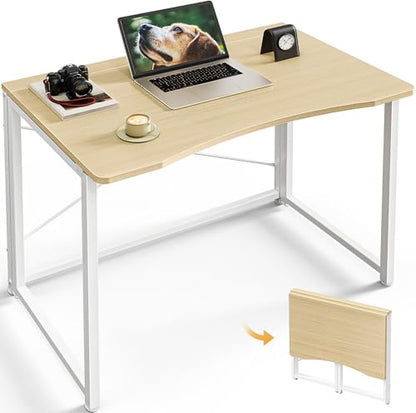 Huuger Folding Desk for Small Spaces, 31.5 Inch Foldable Computer Table - color: Oak, size: 18.9"D X 31.5"W