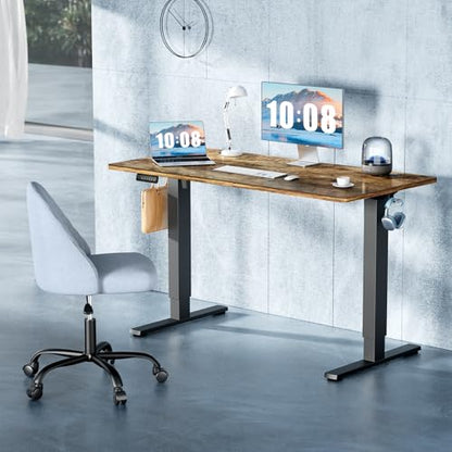 DUMOS 55 Inch Electric Standing Desk, Memory Adjustable Home Office Desk - color: Rustic, size: 55-Inch