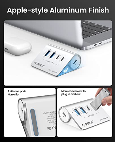 ORICO 4-Port Desktop USB 3.2 Hub, 10Gbps Aluminium USB Splitter for Laptop - size: 50cm, style: M3CU2