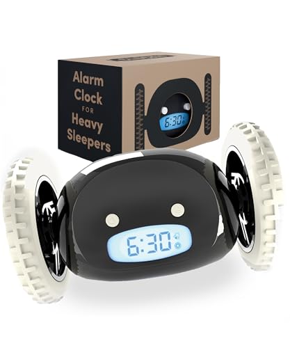 CLOCKY Runaway Digital Loud Rolling Alarm Clock for Heavy Sleeper Adults - color: Black