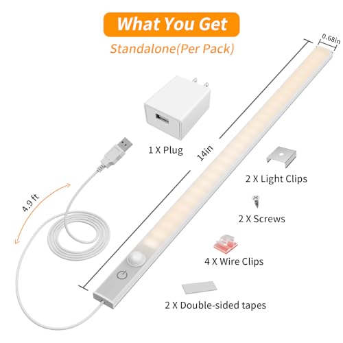 USB Plug-in Motion Sensor Light, ON/Night/Day Modes, Bright&Dimmable - color: Warm White, size: 1-Bar