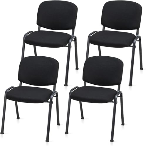 HAPPYGRILL Waiting Room Chairs, Stackable Conference Chairs with Metal Frame, Padded Cushion,Ergonomic Design, Guest Reception Chairs Set for Office, Reception Room, Conference Room, Events (4-Pack) - size: 4-Pack