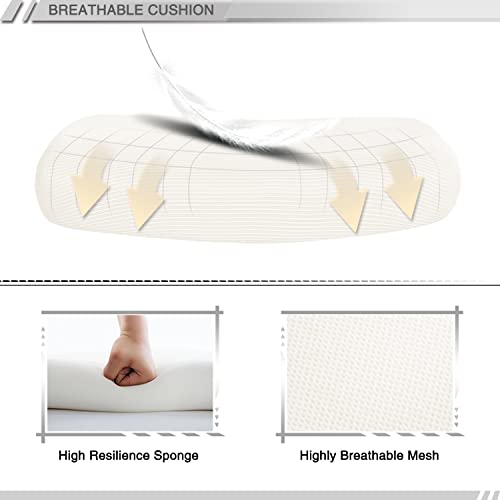 Qulomvs Mesh Ergonomic Office Chair with Footrest Home Office Desk Chair with Headrest and Backrest 90-135 Adjustable Computer Executive Desk Chair with Wheels 360 Swivel Task Chair - color: Cream White With Footrest