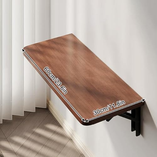 Wall Mounted Folding Table, 24 in Fold Down Floating Desk for Small Space - color: Walnut, size: 24 in