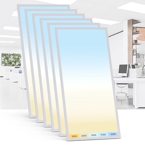 AIKVSXER 6 Pack 2x4 LED Flat Panel Light - Selectable 5 CCT 3000K-6500K & 5 Wattage 30-70W 7700Lm 0-10V Dimmable 2 x 4 led Drop Ceiling Light Fixture 120-277V for Commercial and Home - size: 2x4-6p
