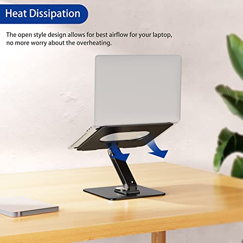 BESIGN LSX7 Laptop Stand with 360 Rotating Base, Ergonomic Adjustable Notebook Riser, Foldable Computer Holder Compatible with 10-15.6" Laptops (Black) - color: Black