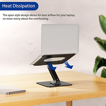 BESIGN LSX7 Laptop Stand with 360 Rotating Base, Ergonomic Adjustable Notebook Riser, Foldable Computer Holder Compatible with 10-15.6" Laptops (Black) - color: Black