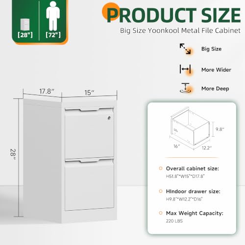 2 Drawer File Cabinet with Lock, Metal Vertical Small File Cabinet - color: White, size: 2 Drawer - Vertical