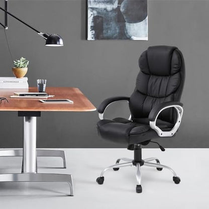 BestOffice Ergonomic Office Chair Desk Chair Computer Chair with Lumbar Support Arms Executive Rolling Swivel PU Leather Task Chair for Women Adults, Black - color: Black