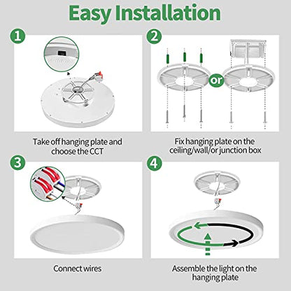 9Inch 4PK White LED Flush Mount Ceiling Light,18W,1860LM, 3CCT Selectable | 3000K/4000K/6000K CCT Selectable, White Close to Ceiling Round Flat Panel Light, Super Slim LED Ceiling Light for Bedroom - color: White, size: 9"-4PK