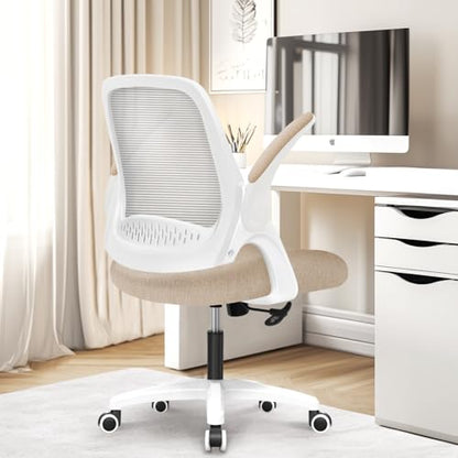 NEO CHAIR Office Desk Chair, Ergonomic Mesh with Flip-Up Armrests, Beige - color: Beige
