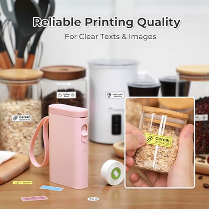 Nelko P21 Label Maker Machine with Tape, Bluetooth Label Printer, Pink - color: Pink