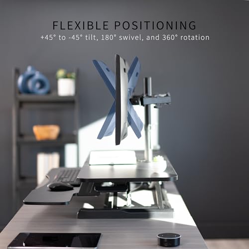 VIVO Black 42 in Standing Desk Converter with Monitor Stand, DESK-V042KB-M2 - color: Black, size: 42"