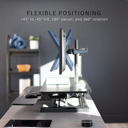 VIVO Black 42 in Standing Desk Converter with Monitor Stand, DESK-V042KB-M2 - color: Black, size: 42"