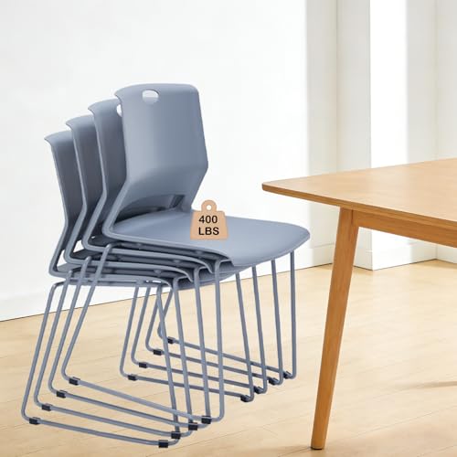Grey Stackable Chairs Set of 4 for Break Conference Room Church Lobby - color: Grey, size: 4 pack