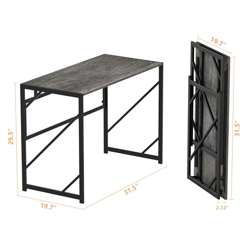 Elephance Folding Desk Writing Computer Desk for Home Office No-Assembly - color: Black Oak, size: 31.5 Inch