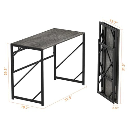 Elephance Folding Desk Writing Computer Desk for Home Office No-Assembly - color: Black Oak, size: 31.5 Inch