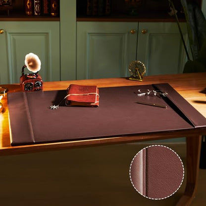 30 x 18 Inch Leather Desk Pad with Side Rails Mat, Brown - color: Brown, size: 18" x 30"