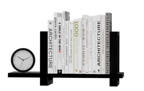 100% Solid Wood Adjustable Desktop Bookshelf, Retro Tabletop Bookshelf, Desk holder Shelf for Living Room, Home, Office, Perfect for Magazine, Books, Cookbooks, No Tools Required to Assemble (Black) - color: Black