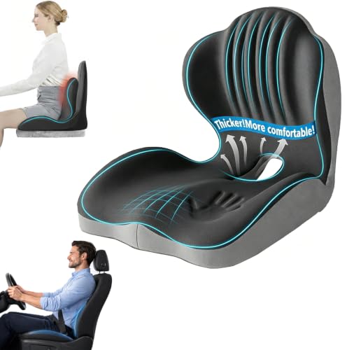 Ergonomic L-Shaped Memory Foam Seat Cushion with Lumbar Support, Designed to Help Relieve Tailbone, Coccyx & Lower Back Pain for Office,Truck, Car & Travel (Grey) - color: Grey