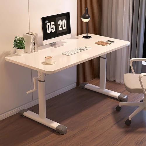 Manual Standing Desk Adjustable Height- Crank Stand Up Desk, Sit Stand Desk with Frame Computer Desk,White,80cm - color: White, size: 80cm