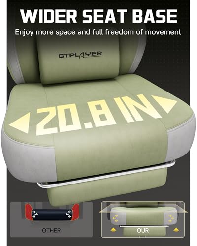 GTPLAYER Big & Tall Gaming Chair, Wide Seat with Footrest, Green - color: 06 Green