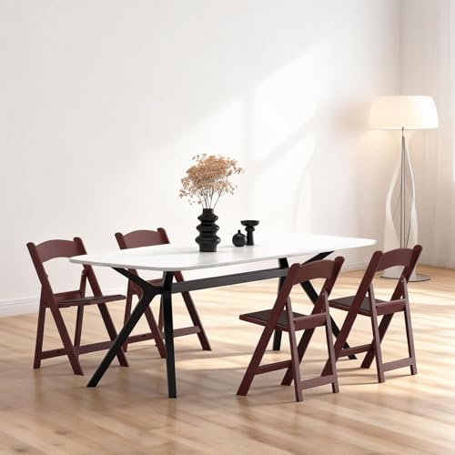 Nazhura Garden and Patio Folding Chair for Events and Wedding, Lightweight with Padded Seat, Water-Proof, Double Braced Frame, Non-Slip Feet, 350LB Capacity - color: Brown