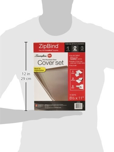 GBC ZipBind Pre-Punched Cover Set, Clear/Black, 10-Pack (26003)