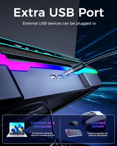 AICHESON Laptop Cooling Stand Gaming RGB Cooler for 15-19 inch Heavy Laptop - color: 5V