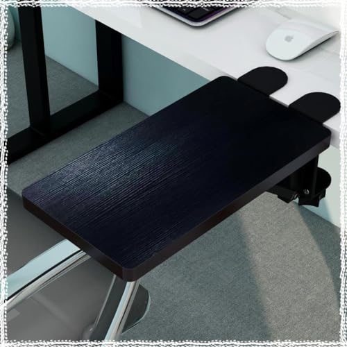 Foldable Clamp-On Desk Extender Tray with Wrist Rest - Ergonomic Keyboard Shelf for Computer Arm Support - color: Black