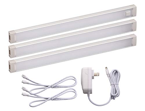 PureOptics LED Under Cabinet Lighting Kit, 3-Bars, 9 Inches Each, DIY Tool-Free Installation, Warm White, 2700K, 1080 Lumens, 15 Watts, Home Accent (LEDUC9-3WK) - size: 9" 3-Bar Kit