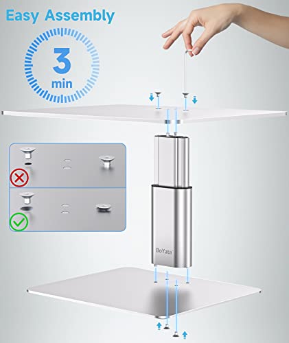 BoYata Monitor Stand, Adjustable Height Metal Desktop Riser, Silver - color: Silver