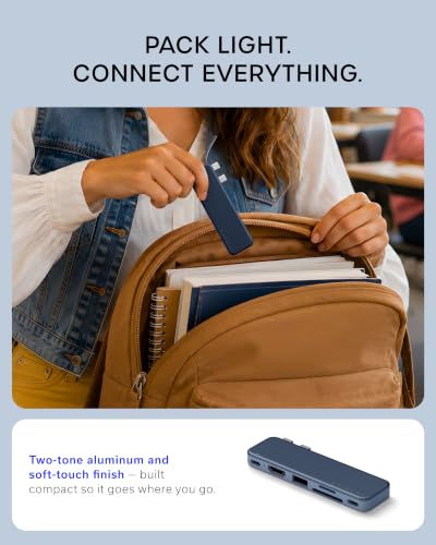 Satechi 6-in-2 USB-C Snap Hub, 4K/60Hz HDMI, for MacBook Neo, Indigo - color: Indigo