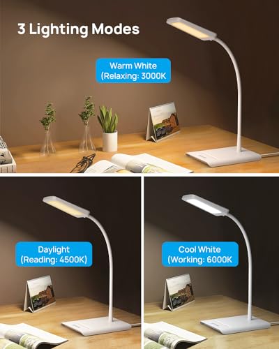 TROND Desk Lamp, Dimmable Eye-Caring Table Lamp, Memory Function, White - color: White