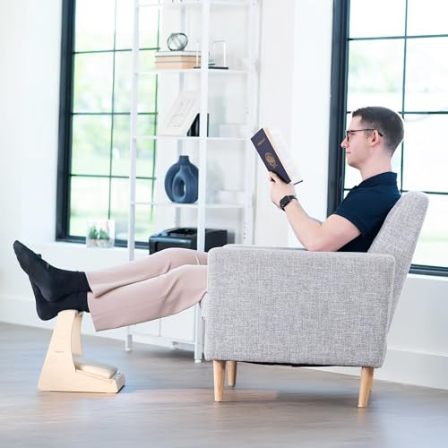 VIVO Light Wood Under Desk Footrest with Hidden Shoe Storage, STAND-FT03