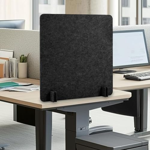 Acoustic Desk Divider Stand Up Privacy Partition Soundproof Felt Screen Lightweight Design Suitable for, Square Black - color: Square Black