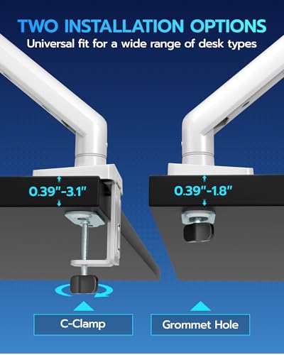 ARES WING 17-40 Inch Heavy Duty Monitor Arm with USB, White - color: White, style: With USB