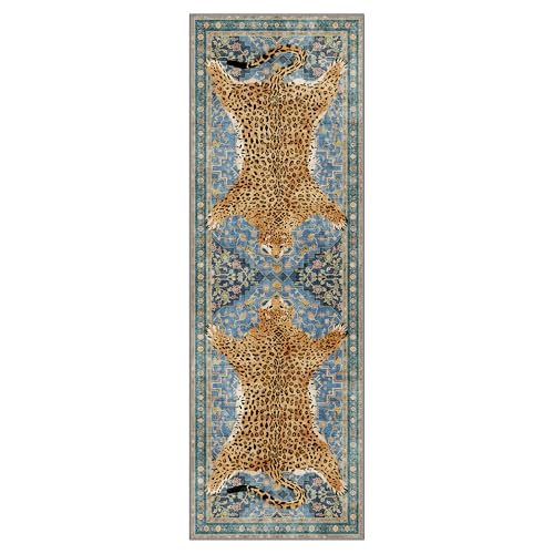 Leopard Rug 2x5 Cheetah Animal Print Rug Washable Runner for Hallway Blue - color: Area Blue, size: 2'x5'