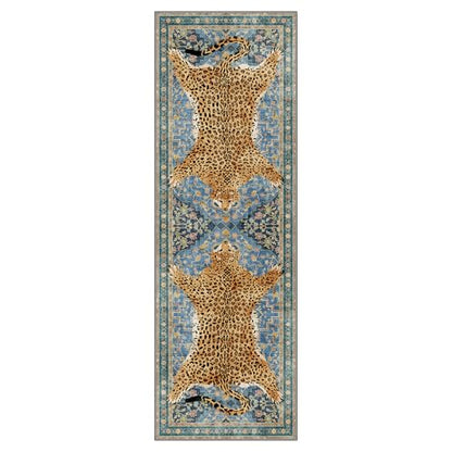 Leopard Rug 2x5 Cheetah Animal Print Rug Washable Runner for Hallway Blue - color: Area Blue, size: 2'x5'
