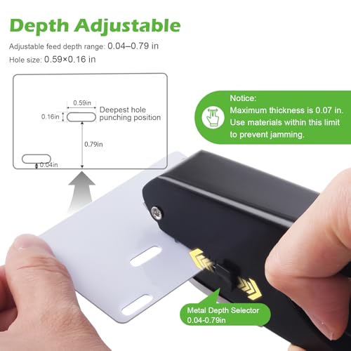 Heavy-Duty Slot Punch, Handheld Badge Hole Puncher, All Metal ID Card Puncher, Slotting Punch Tool for Paper (Max 10 Sheets), PVC ID Card, Luggage Tag, Name Tag and Badge Holder