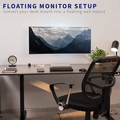 VIVO Wall Mount Conversion Pole Bracket, for Single or Dual Monitor Mount Arms, Standard 1-3/8 inch Diameter, Universal Compatibility, Weight Capacity 44 lbs, Black, MOUNT-WCB01