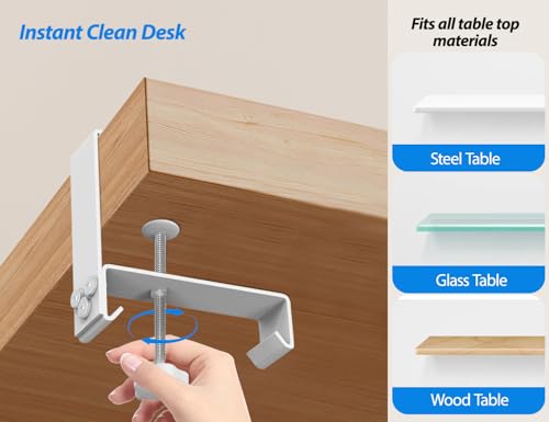 [Upgraded] Large Under Desk Cable Management Tray No Drill, Suolaao 30" Cord Organizer with Oxford Fabric, Clamp Mount, Holds 30 lbs, Large Cable Rack for Gaming & Home Office Standing Desk