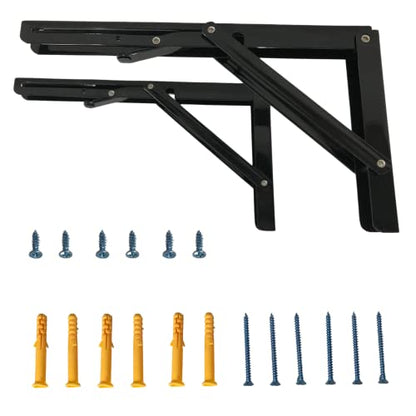 Folding Shelf Brackets 16 inch,Folding Brackets Heavy Duty Max.Load 410lb,DIY Space Saving Wall Mounted Folding Table,Pack of 2 - size: 16 Inch