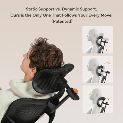 Newtral Ergonomic Office Chair - Home Office Desk Chair with Adaptive Lumbar Support, with Footrest, 4D Armrest, Adjustable Seat Depth & Height - color: Black, size: 5D Headrest +Laptop Tray